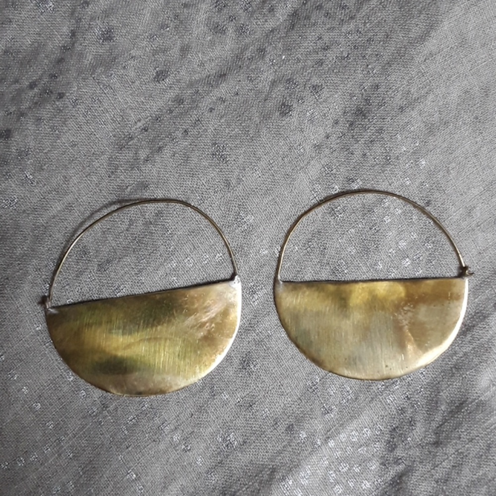 Two tone Anthropolgie half moon hoops
